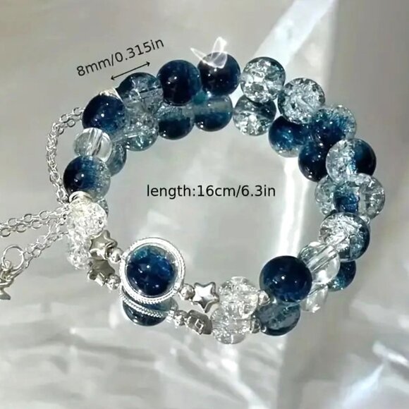 Bracelet Star Charm Stainless Metal Beads Hipster Dangle Planet Trendy Boho - Picture 4 of 4